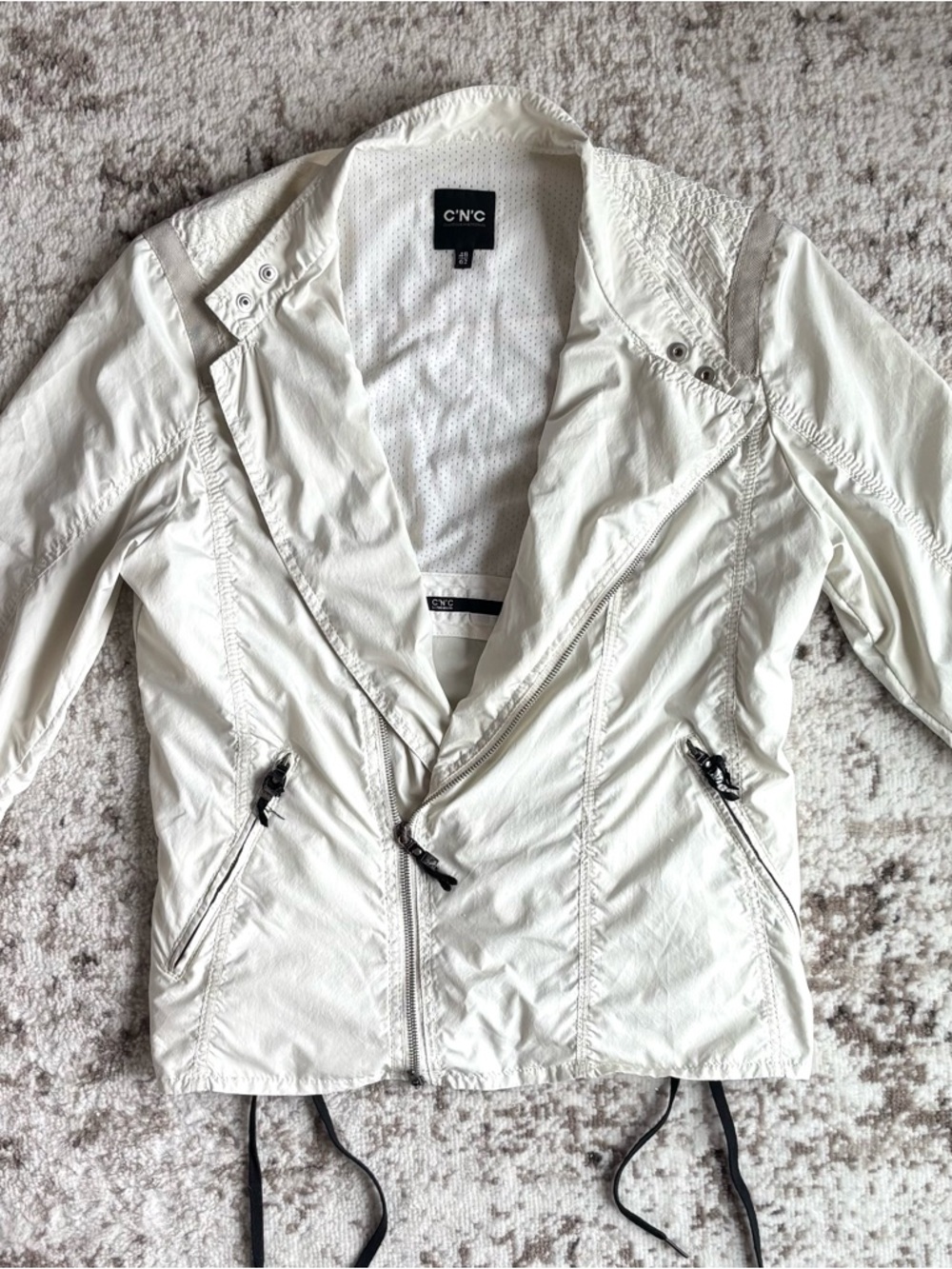 Vintage CNC Costume National White Asymmetric Zip Moto/Windbreaker Jacket - Picture 4 of 12